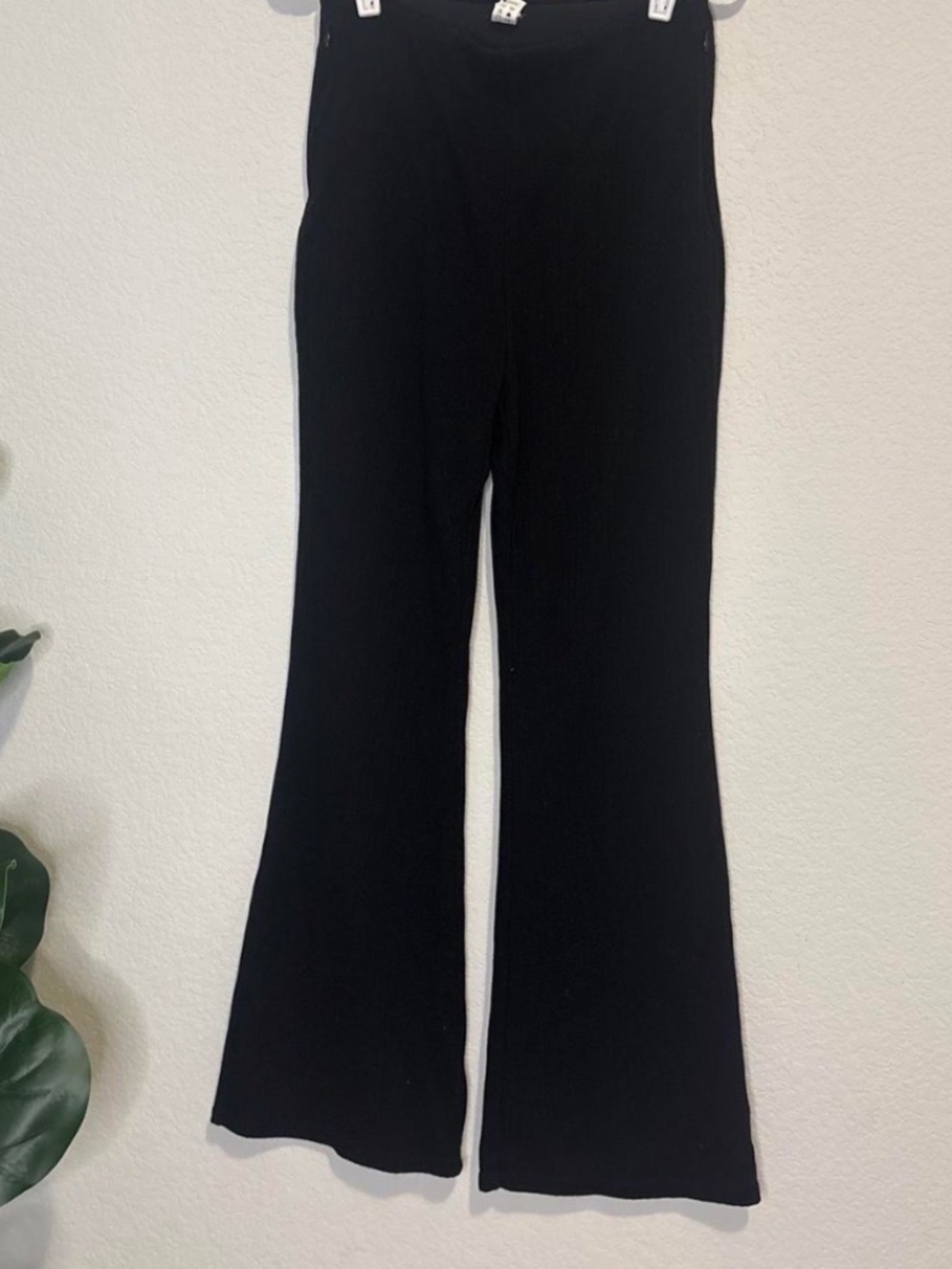 Halara size small black ribbed flare lounge pants Elastic waist